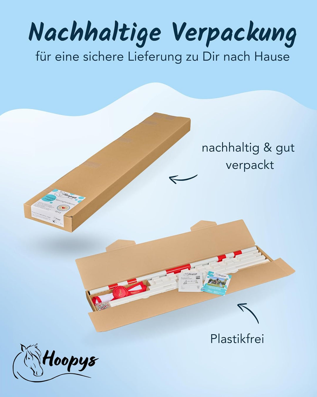 Hobby Horse Hindernis aus Holz - blau - mit zwei Sprung Stangen - Steckenpferd Spielzeug für den Gar