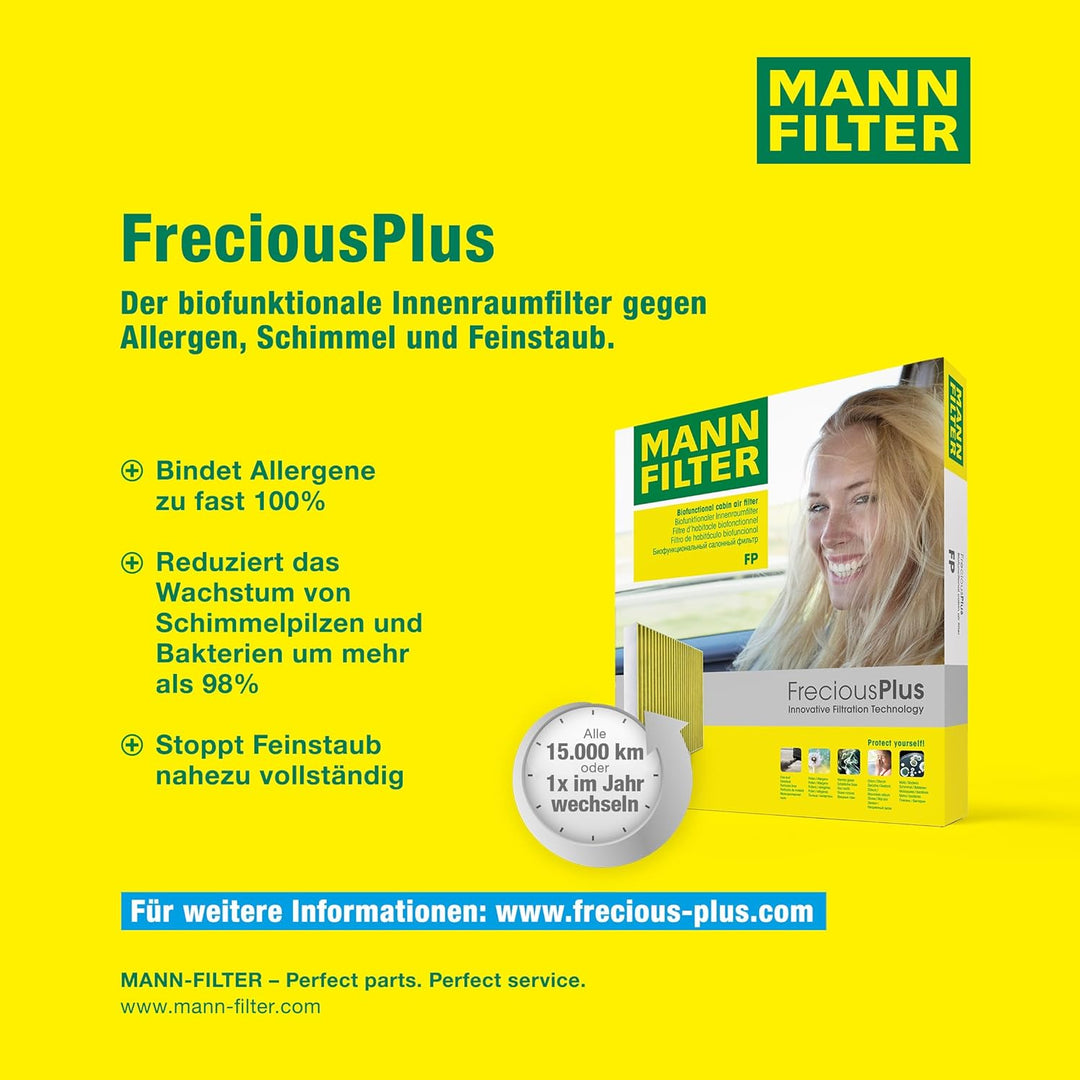 MANN-FILTER FP 26 023 Innenraumfilter – FreciousPlus Biofunktionaler Pollenfilter für PKW