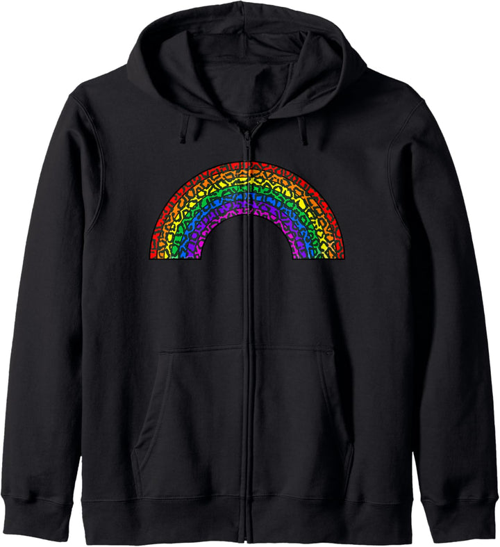 Leopardenmuster Regenbogen Tierdruck Gepard Bunt Kapuzenjacke