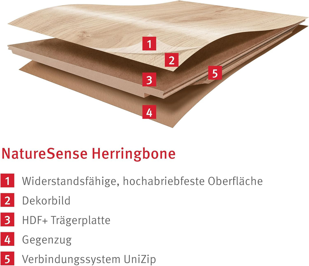 EGGER NatureSense Herringbone Laminat EL2152 Casella Eiche natur 840x168x8mm (1,976m²) 1,976m² | Bod