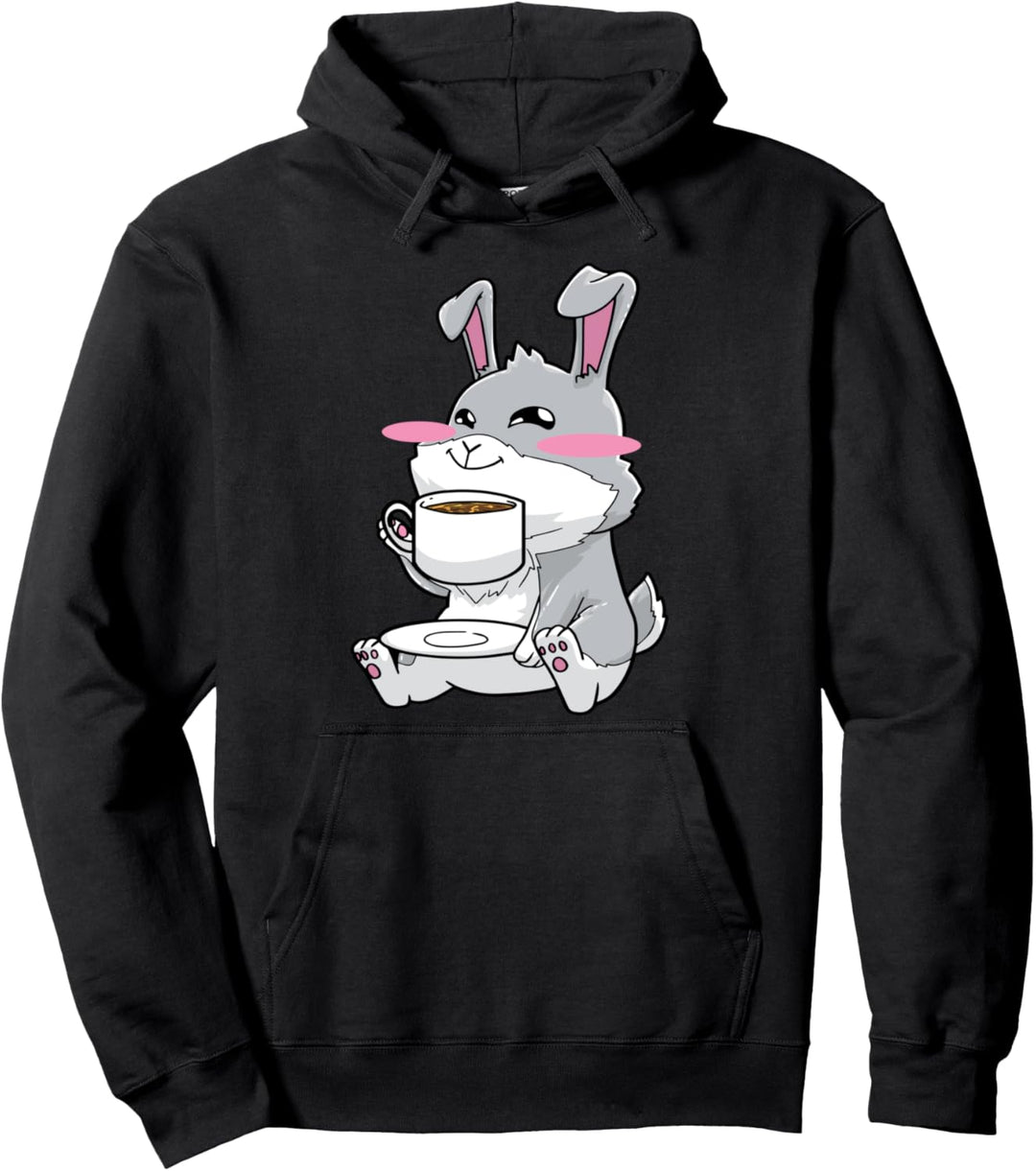 Hase Kaninchen Kaffee Kawaii Pullover Hoodie