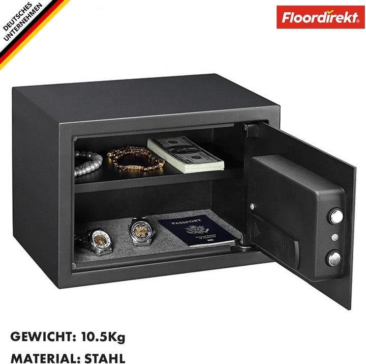 Floordirekt Tresor Catoca 30 x 38 x 30 cm Möbeltresor Safe mit Fingerabdruck Sensor - elektronisches