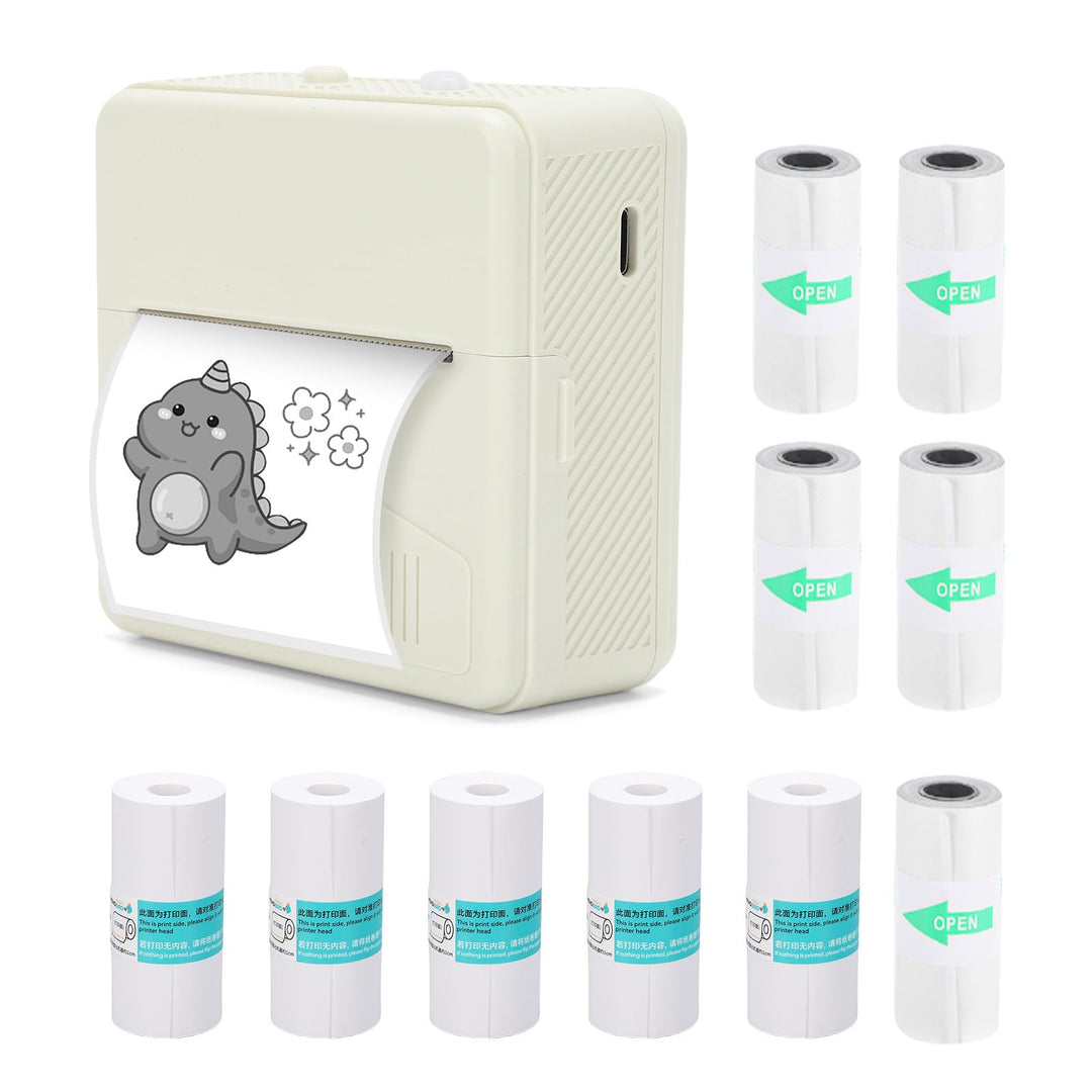 Bisofice Mini Drucker, Mini Fotodrucker für Smartphone mit 11 Rollen Druckerpapier, Bluetooth Sticke