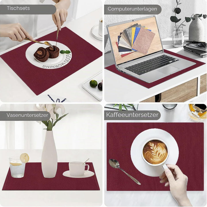 RAJRANG Poly-Baumwolle Tischsets, 6er Set, für Esszimmer und Küche, Stoff Platzsets, Maron, 19x13 Zo