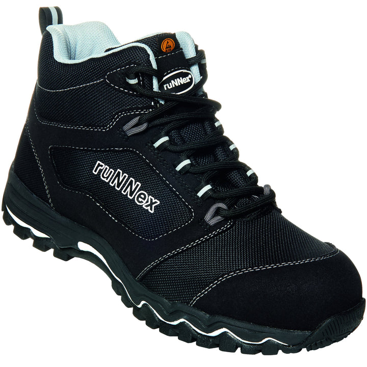 ruNNex 5323-37 S3-ESD-Sicherheitsschnürstiefel LightStar, 37, Schwarz/Weiss/Grau 37 EU Schwarz Weiss