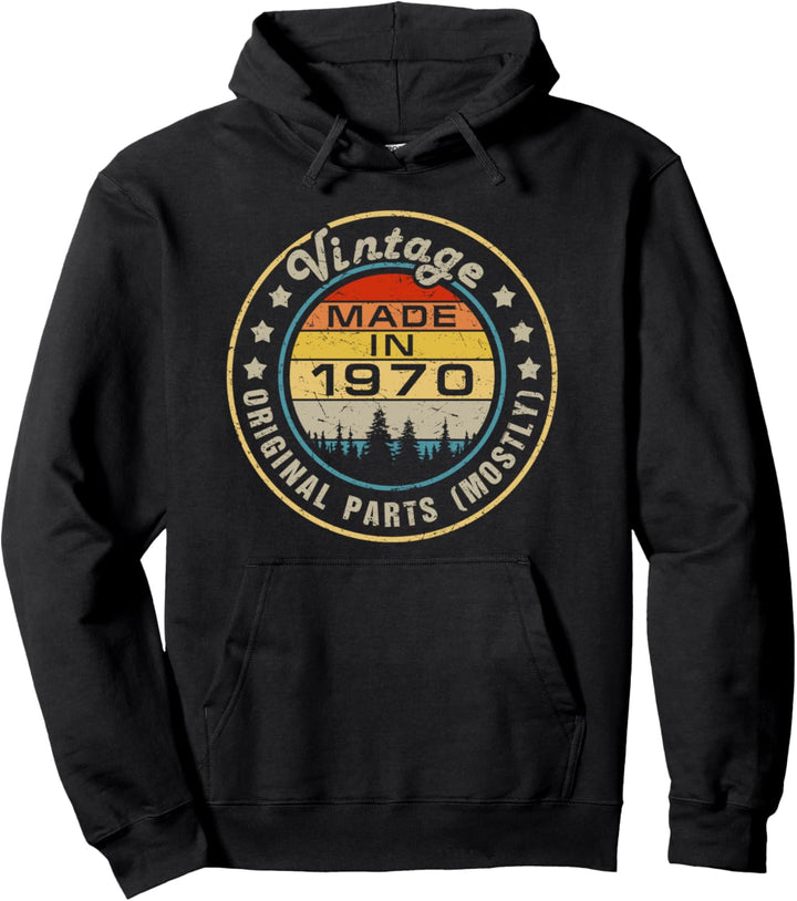 50th Birthday Gift Made In 1970 Original Parts Vintage Funny Pullover Hoodie