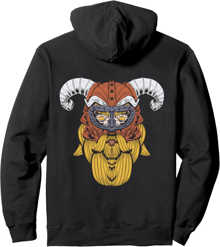 Bärtiger Wikingerkopf im Helm Pullover Hoodie