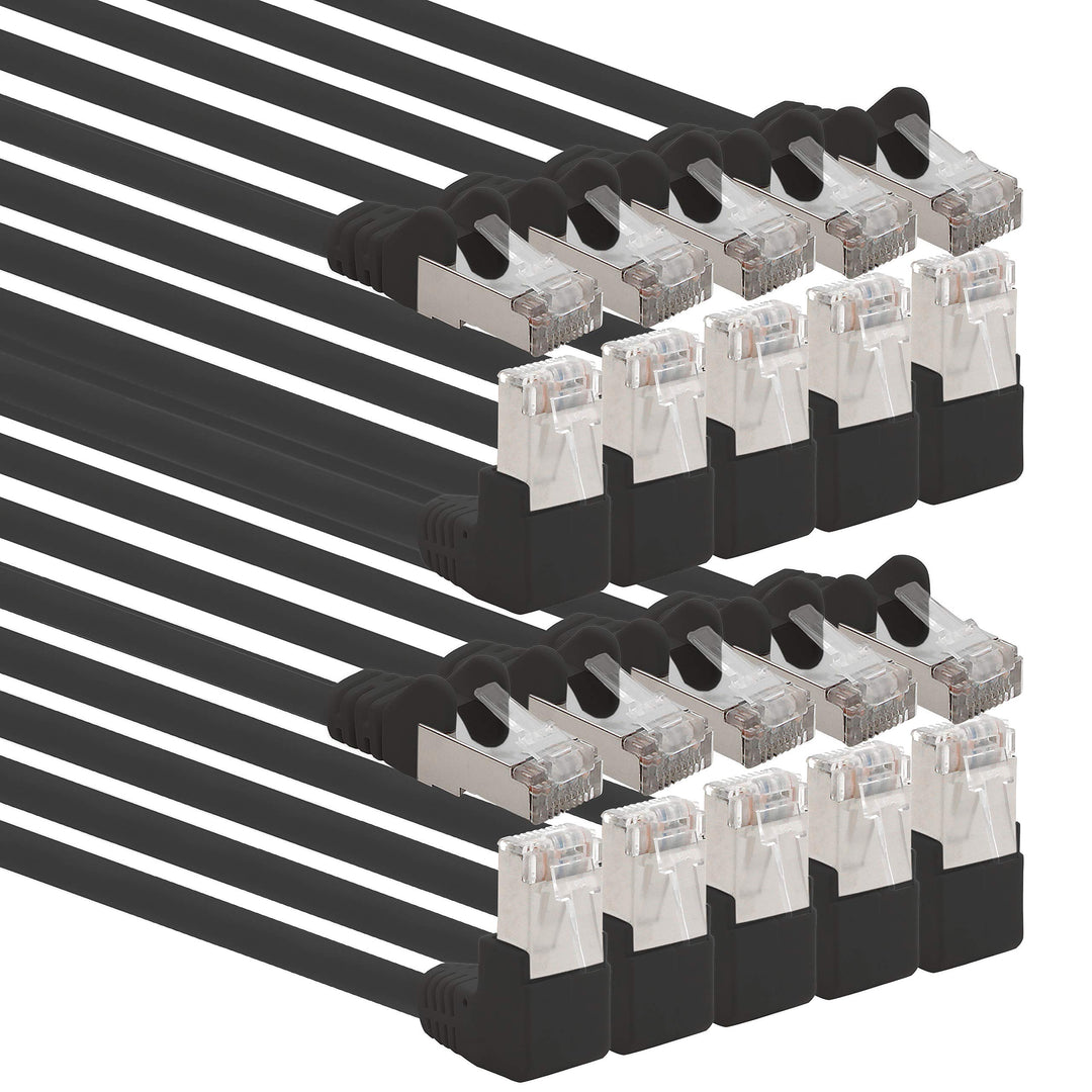 1aTTack.de 366235 Cat.6 Netzwerkkabel Winkel 90 Grad 5m - schwarz - 10 Stück - Cat6 Patchkabel (SFTP