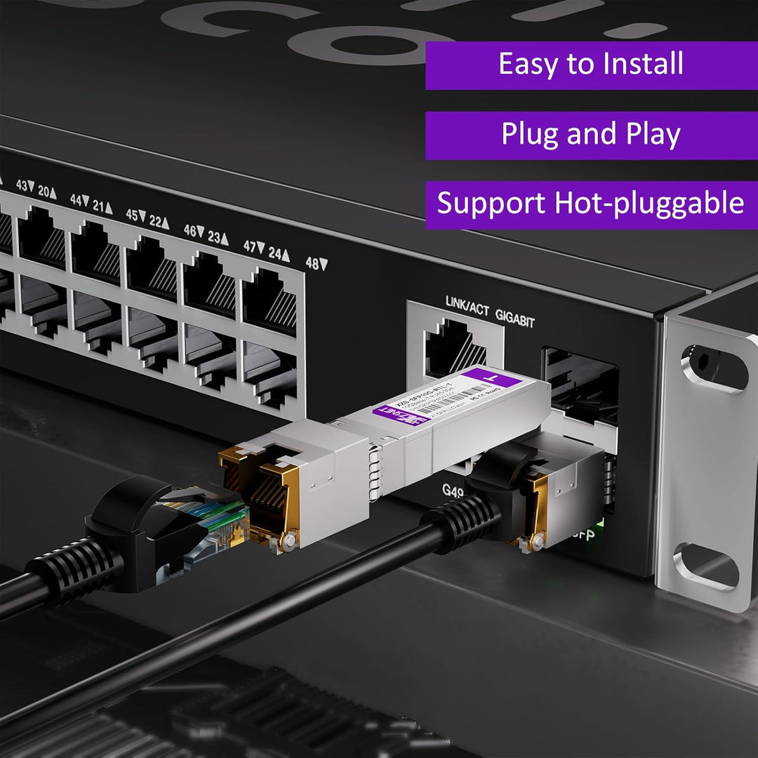 10G SFP+ auf RJ45 Modul, 1/2,5/5/10 Gb Multi-Rate 10GBASE-T Module, unterstützt Cat6a/7 bis zu 30m,