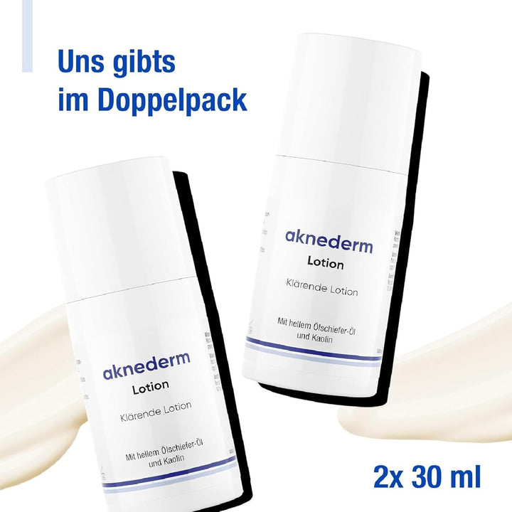 Aknederm mattierende Gesichtslotion gegen Pickel &amp; Akne 2 x 30ml - Tageslotion für normale bis fetti