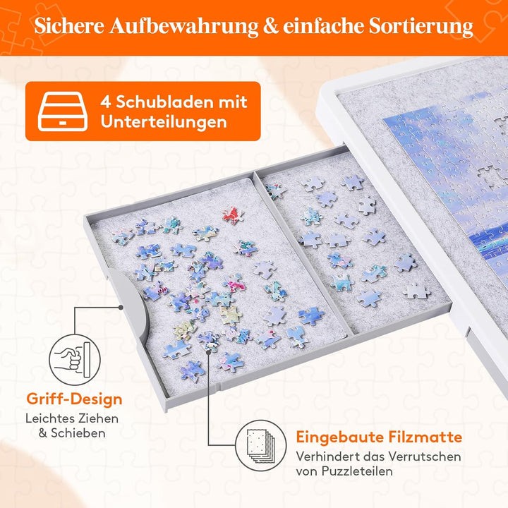 Lifewit 1500 PCS Drehbares Puzzlebrett mit 4 Schubladen/Abdeckung,88,9 x 68.5cm Tragbarer Puzzlebret