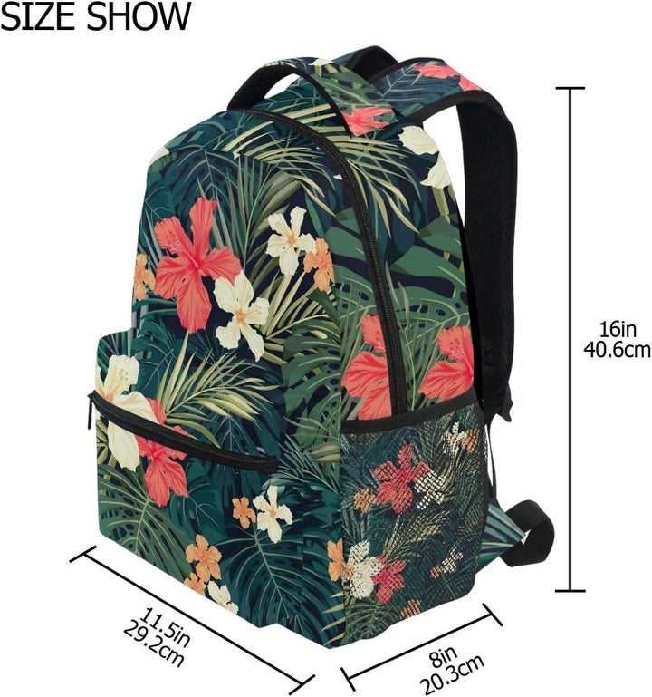 Tropical Hibiscus Flowers Schulrucksack für Jungen Mädchen Kinder Reisetasche Bookbag