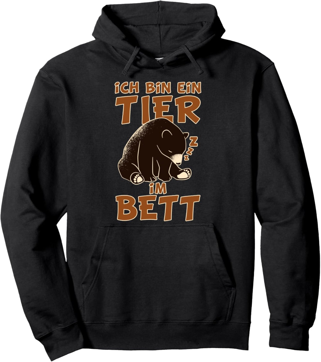 Schlafender Bär I Tier im Bett I Bären Pyjama Pullover Hoodie