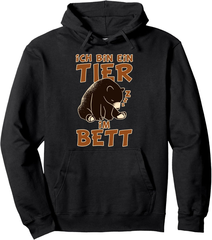 Schlafender Bär I Tier im Bett I Bären Pyjama Pullover Hoodie