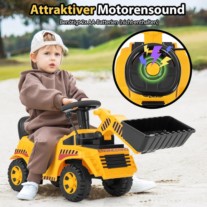 COSTWAY Bagger zum aufsitzen, Sitzbagger mit Verstellbarer Schaufel &amp; Stauraum unter Sitz, Kinderbag