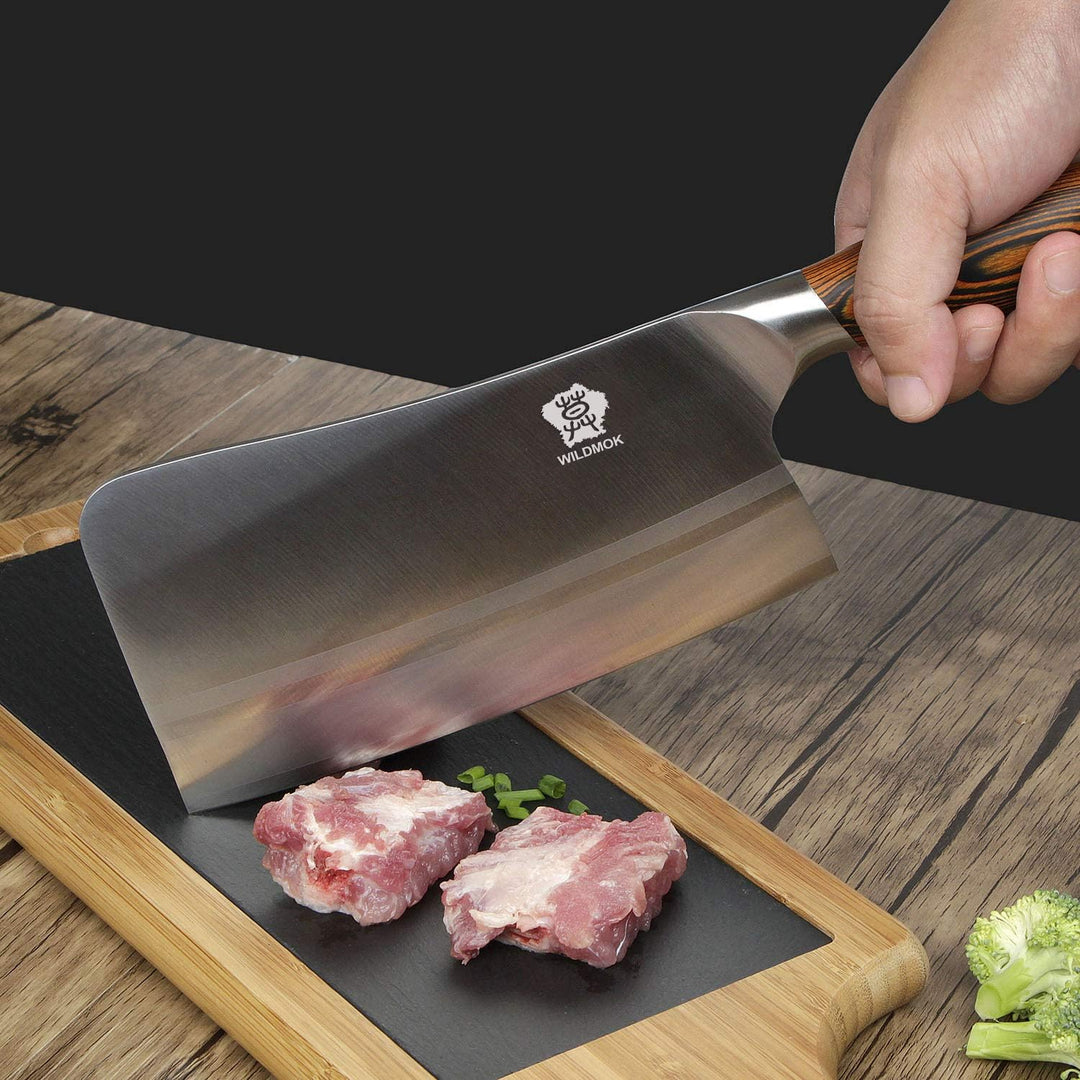 WILDMOK Hackmesser Chinesisches Kochmesser 18cm Deutscher Edelstahl Metzgermesser Scharf Chinesisch