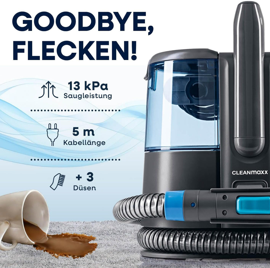 CLEANmaxx Polster und Teppichreiniger Pro Power | 3in1: Waschsauger, Teppich- & Polsterreiniger | Sp