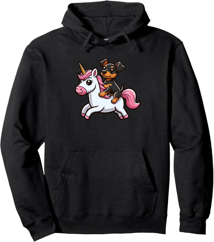 Zwergpinscher Einhorn Lustiger Hund Mythologisch Pullover Hoodie