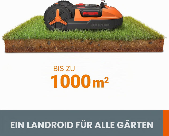 Worx Landroid M WR143E Mähroboter/Akkurasenmäher für Gärten bis 1000 qm/Selbstfahrender Rasenmäher f