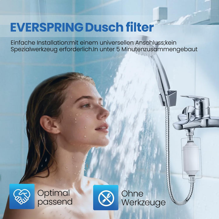 EVERSPRING Wasserduscha-Filterelement – Online-Duschaufbereiter, kompatibel mit Philips Duschfilter