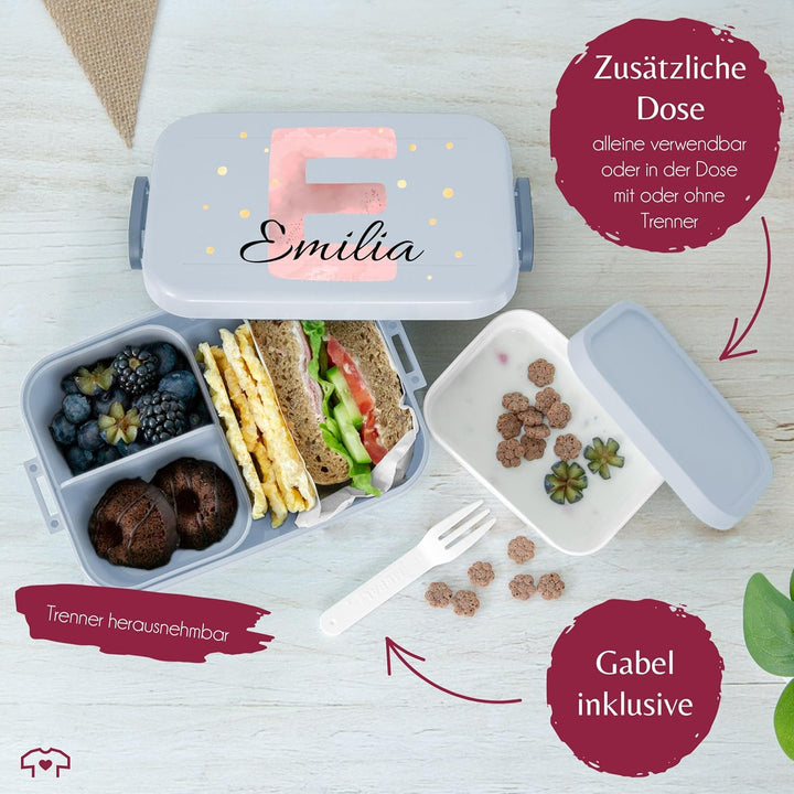Kinder Bento Box Midi Lunchbox Mepal Bentobox - Initialen Buchstabe - Personalisierbare Brotdose für