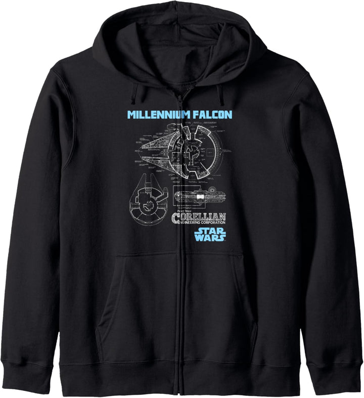 Star Wars Millennium Falcon Corellian Trade Ship Schematic Kapuzenjacke