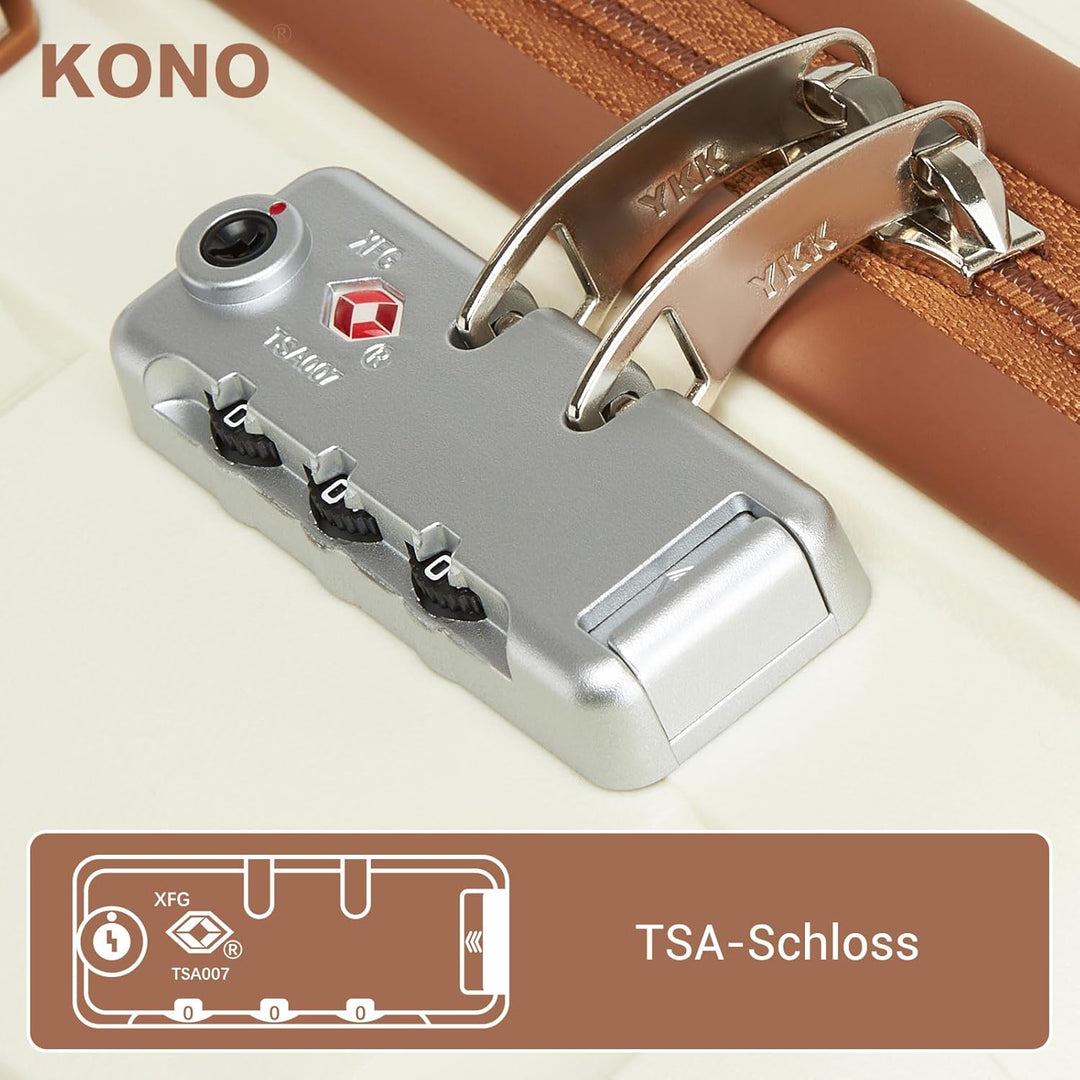 KONO Kofferset 3 Teilig Hartschale Leicht Polypropylen Koffer Handgepäck/Mittelgross/Gross Reisekoff