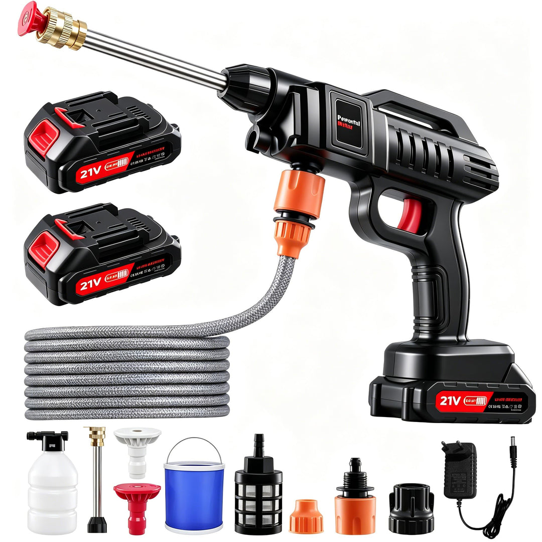 Kabellose Hochdruckreiniger, 21V Pressure Washer Max 60Bar, Tragbarer Akku Druckreiniger Mobiler mit