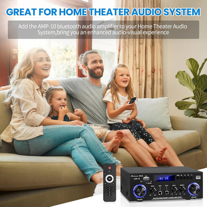 AMP-10 Bluetooth Verstärker RMS 50WX2 Stereo Audio Verstärker Empfänger für Zuhause Lautsprecher 2.0