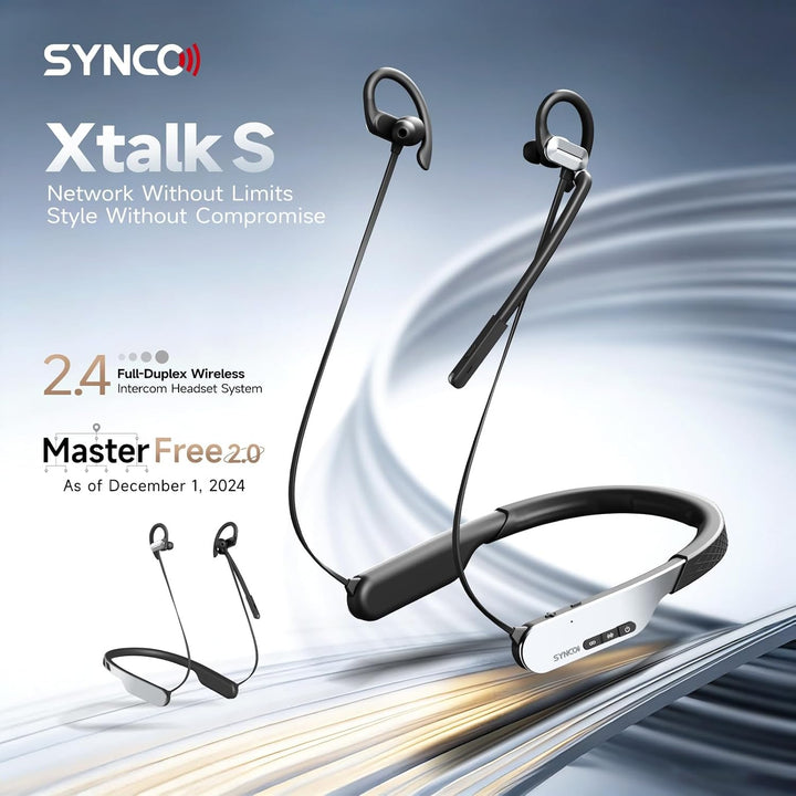 SYNCO Xtalk S1 Wireless Intercom Headset System 250m Full-Duplex 2.4G, 10h Runtime AI Noise Cancella