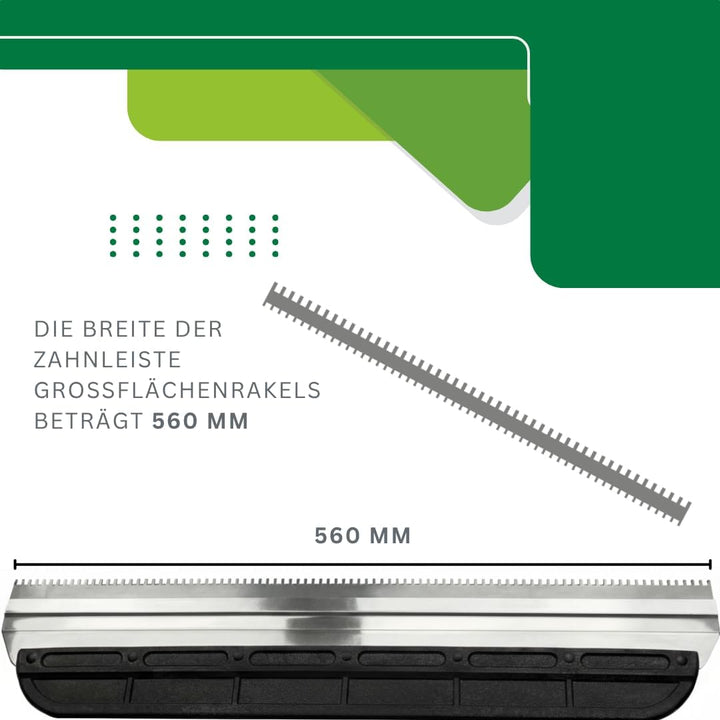 Green Home Grossflächenrakel - Stehrakel gezahnt mit Steckvorrichtung - Breite: 560 mm - Inklusive z