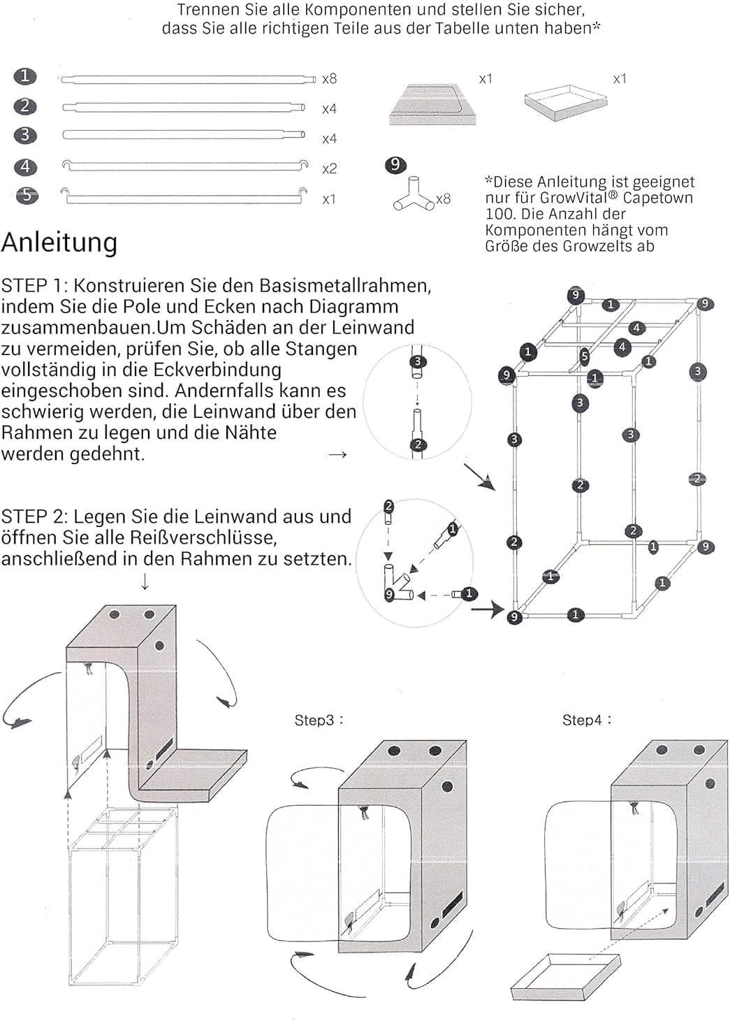 Grow Zelt für Pflanzen Zuchtzelt Gewächshaus Box Zuchtschrank Garten Anzucht Gemüse Grow (60x60x160)