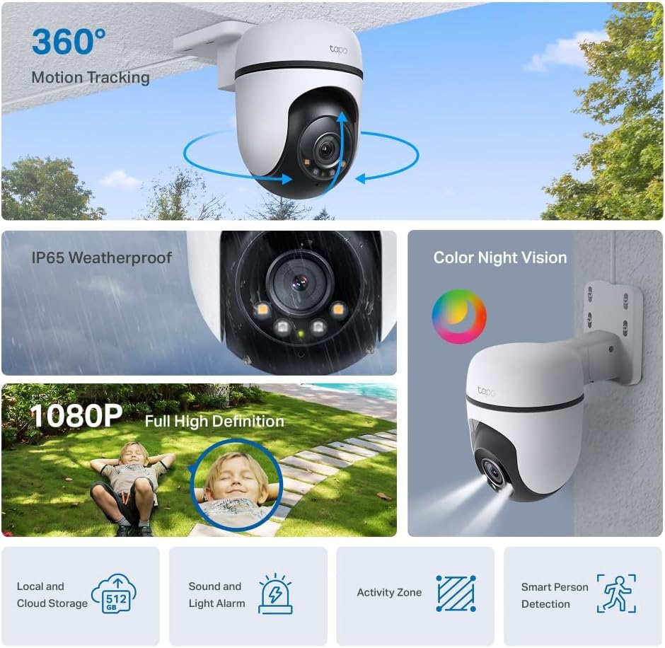 TP-Link Tapo C500 WLAN Überwachungskamera Aussen, 360° Sichtbereich, 1080p Auflösung, Bewegungserken