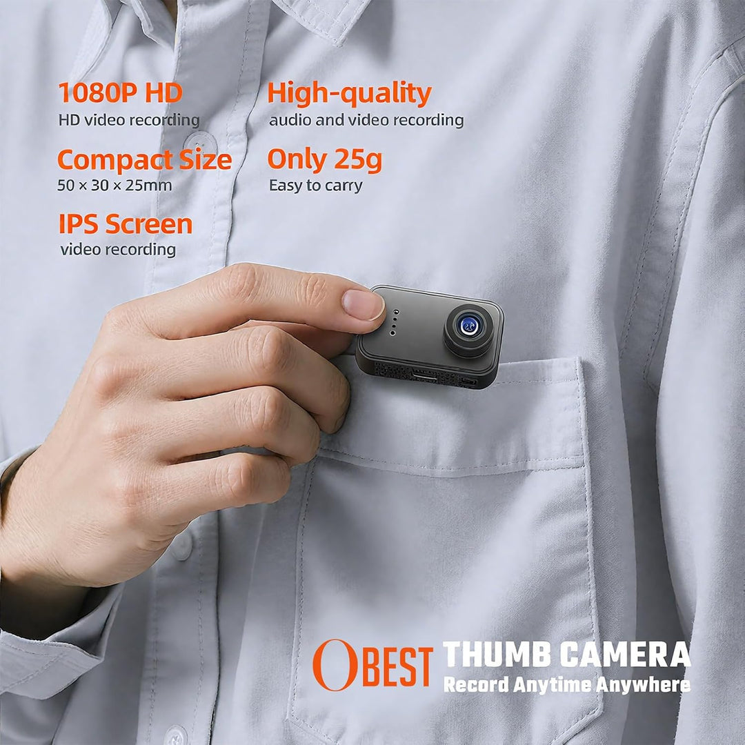 OBEST Mini Action Cam 1080P Bodycam Körperkamera mit 1.47 Bildschirm, Action Kamera Motorrad Fahrrad