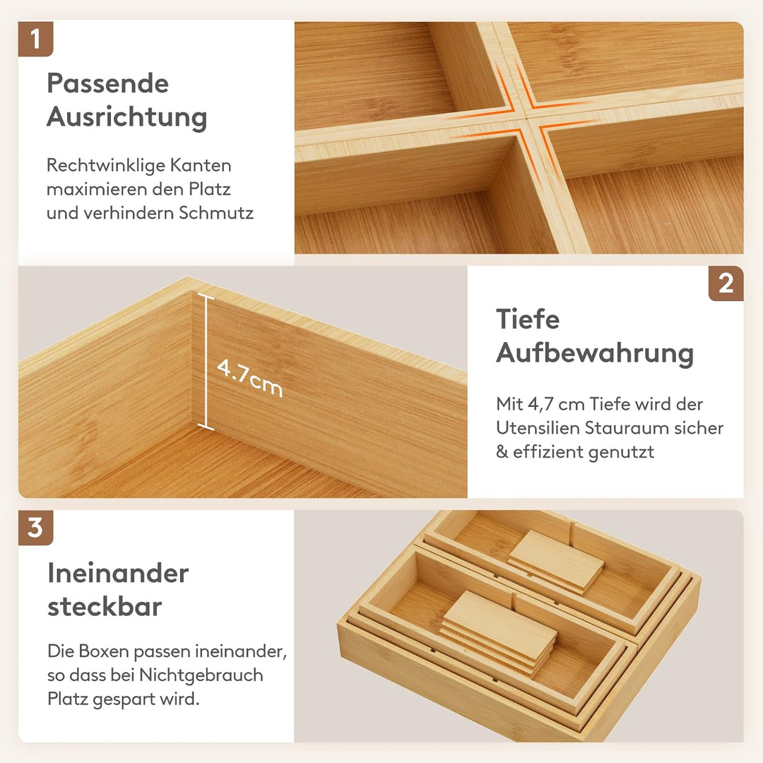Lifewit 5er-Set Schubladen Organizer mit 6 Einsätzen, Verstellbare Aufbewahrungsbox mit 11 Fächern,