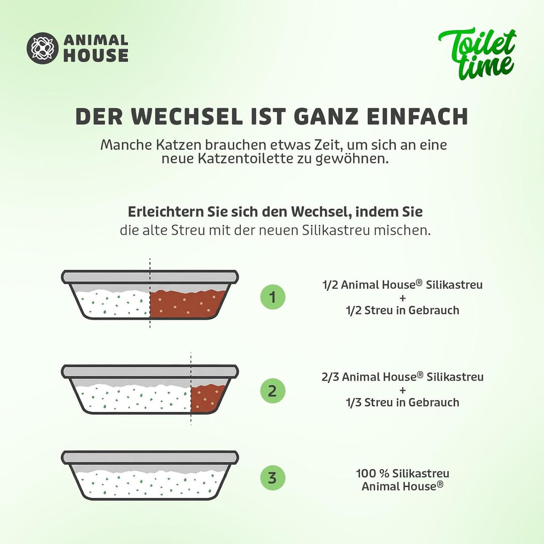 Animal House Toilet Time – 15 l Katzenstreu aus Silikonkristallen – antistatisch und sicher – staubf