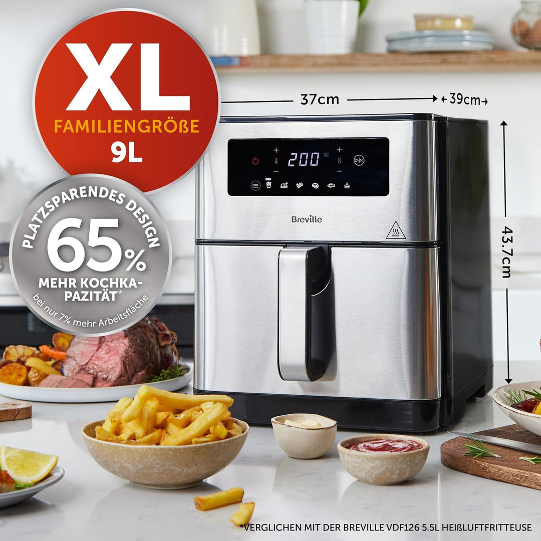 Breville Heissluftfritteuse Halo Flexi, 9L (Design compact), Black 9L (Kompaktes Design), 9L (Kompak