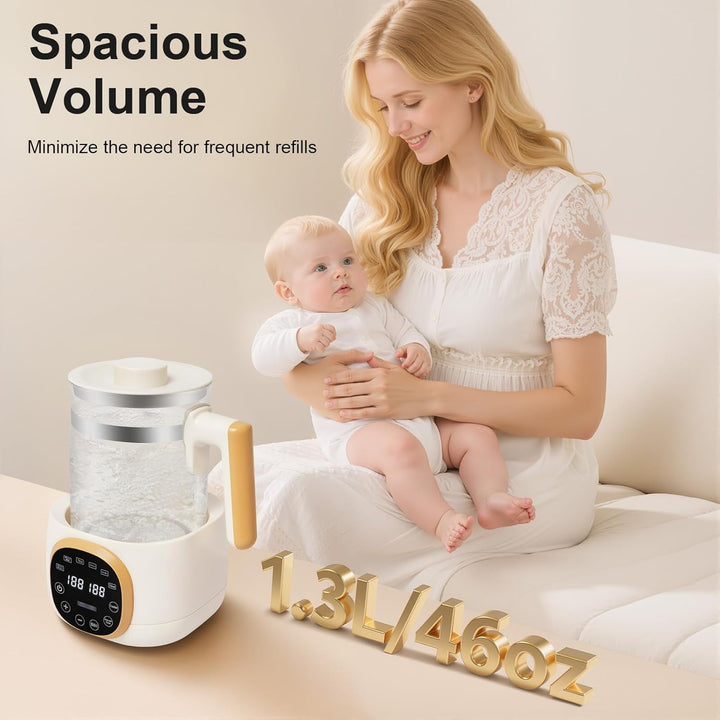 1,3L Flaschenwärmer Baby, 600w Flaschenzubereiter Baby, 72 Stunden Thermostat Bottle Warmer, Einstel