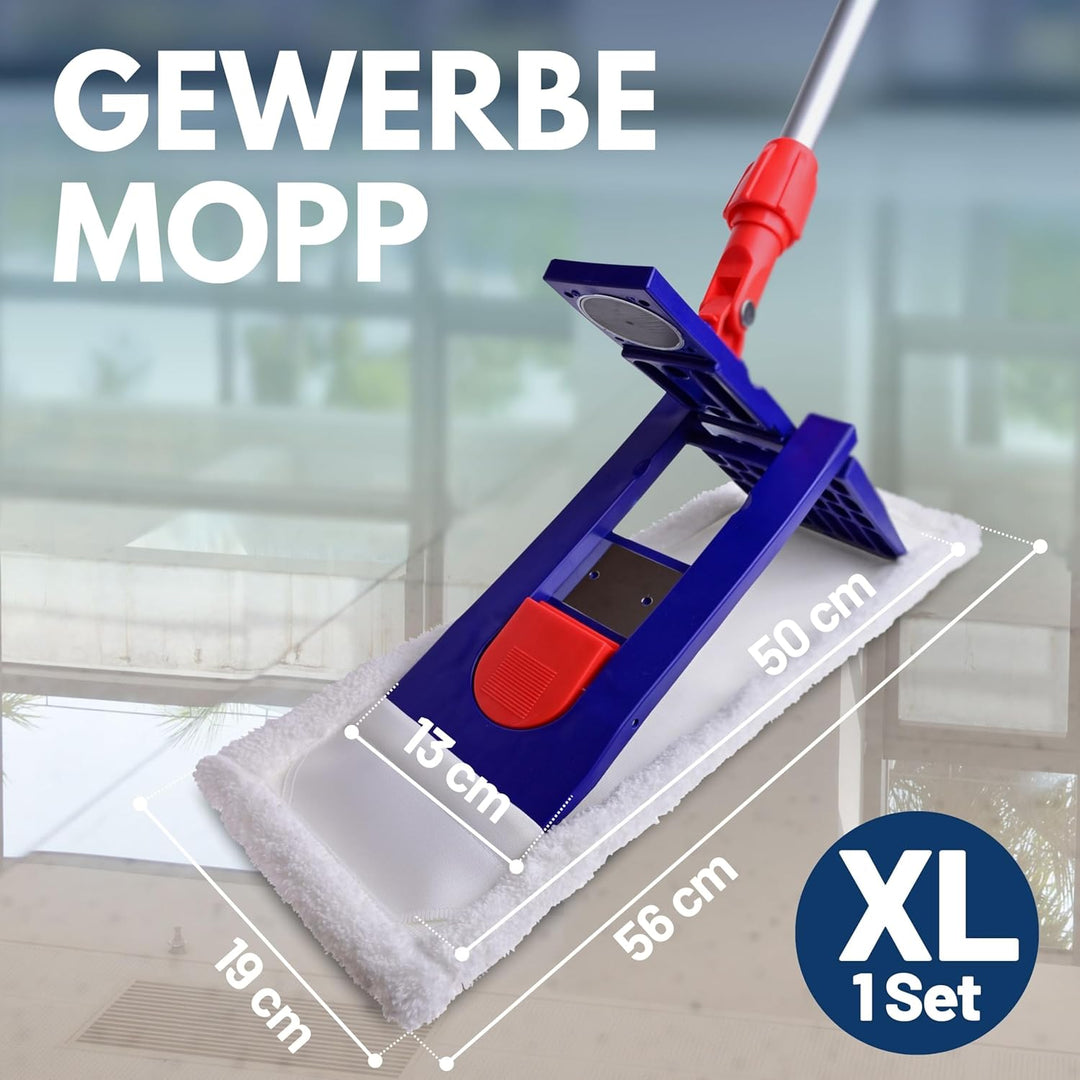 Sonty 1 Stück Wischmopp Set XL 50 cm, Klapphalter Magnet, Mopstange Alu, Microfaser Mopp (1), 1