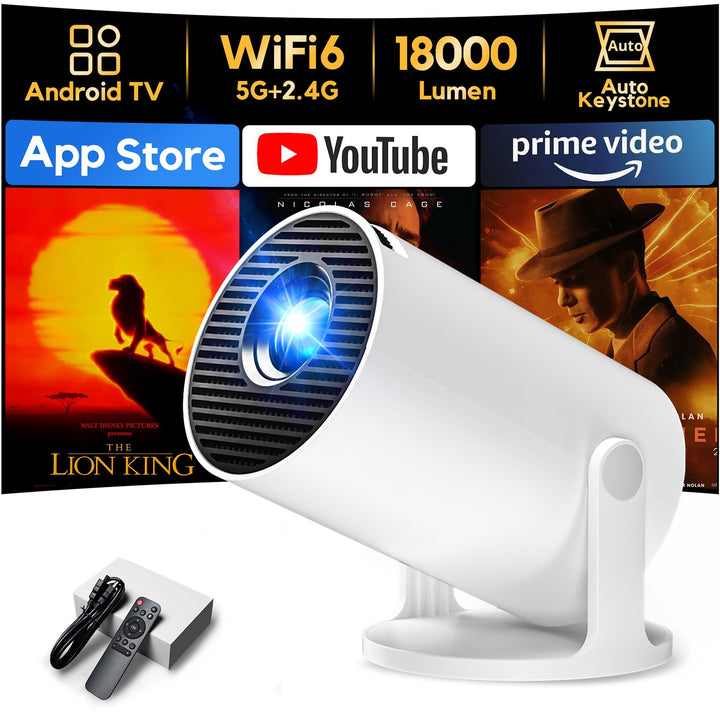 Mini Beamer Unterstützt 1080P [Android 11 & Auto Trapezkorrektur] AKIYO O2 Smart Projektor mit WiFi