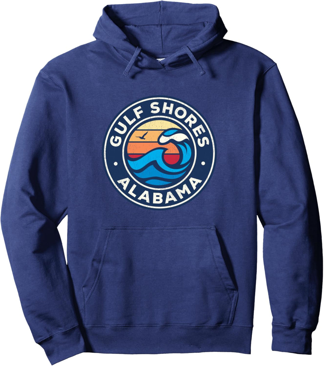 Gulf Shores Alabama AL Vintage-Design mit nautischen Wellen Pullover Hoodie