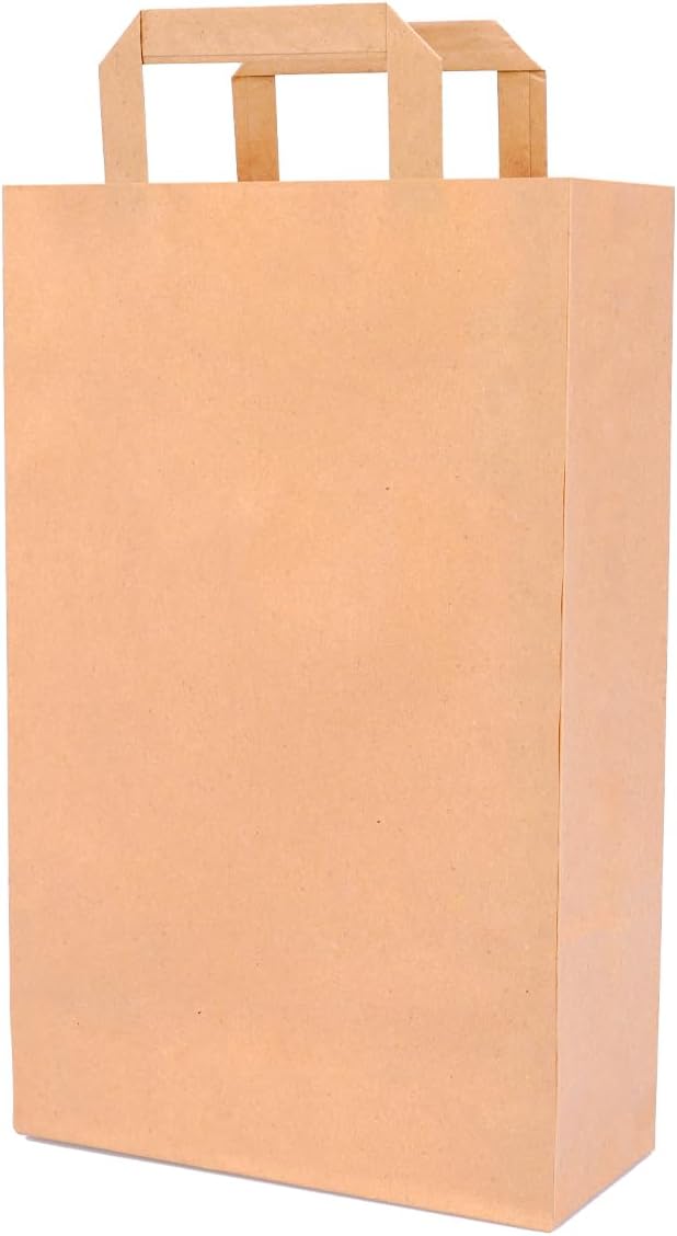 verpacking Papiertragetaschen mit Flachhenkel 22 x 18 x 8 cm Weiss - Papiertüten Bio Papiertasche Kr