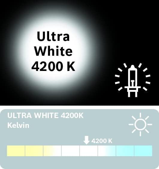 Bosch H1 Ultra White Halogen-Glühlampe für Auto-Scheinwerfer, 12 V 55 W, mit modernem weissem LED-Lo