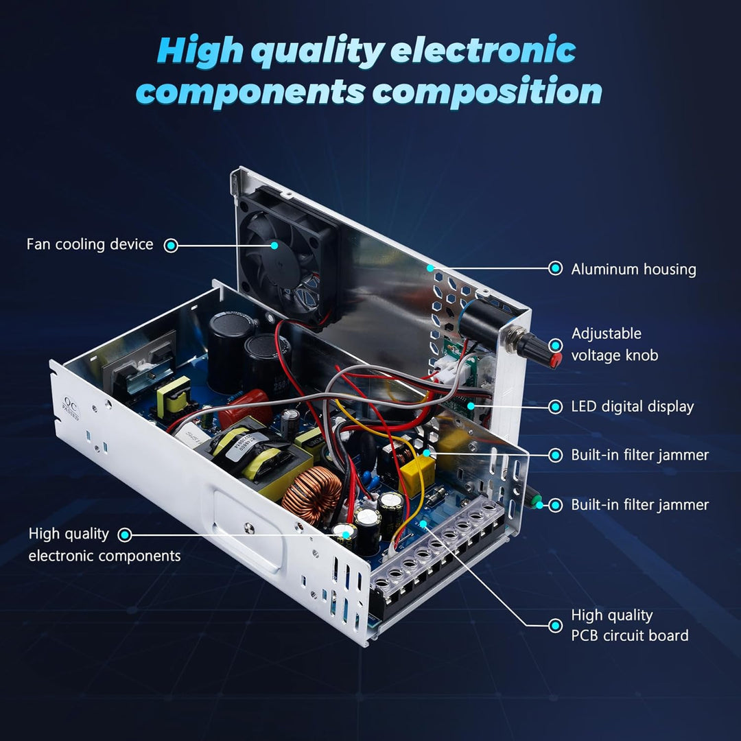 BOSYTRO Einstellbar Schaltnetzteil AC 110V/220V to DC 0-24V Transformator 25A 600W Spannung Digitala