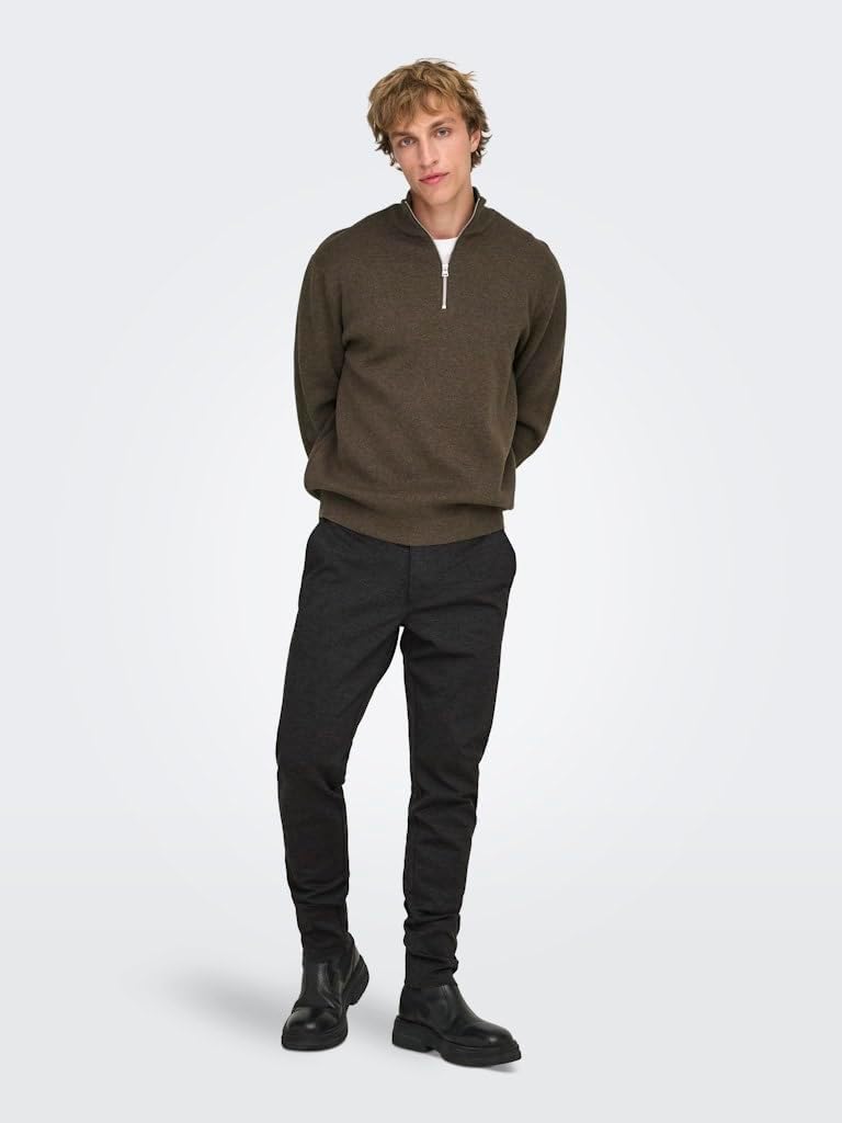 Only &amp; Sons Male Chino Hose ONSMARK Slim Fit Chino Hose 27W / 30L A: Dark Grey Melange/Black, 27W /
