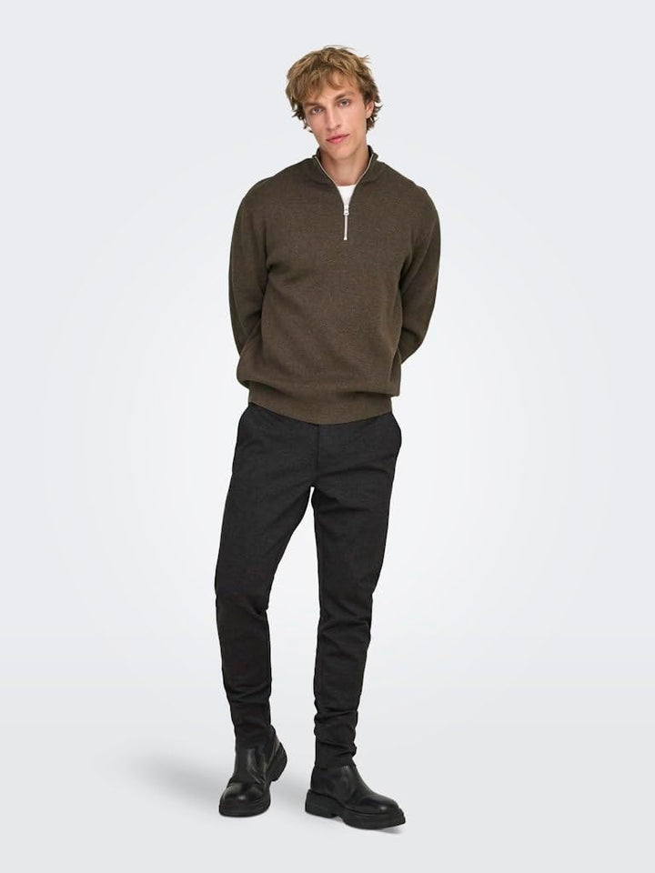 Only &amp; Sons Male Chino Hose ONSMARK Slim Fit Chino Hose 27W / 30L A: Dark Grey Melange/Black, 27W /