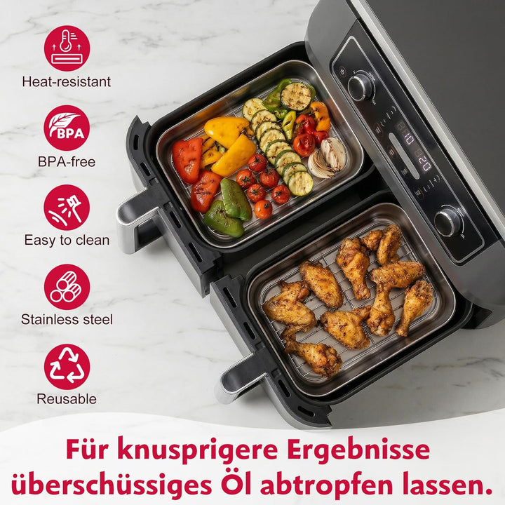 Airfryer Zubehör Set für Ninja 7,6L/ 9,5L/ 10,4L – 6-tlg. Heissluftfritteuse Zubehör für AF500EU AF4