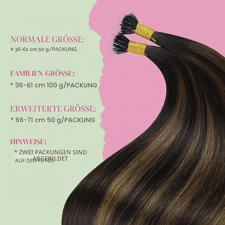 YoungSee Nanoring Echthaar Extensions Braun Nanoring Extensions Lang Nanoring Hair Extensions 55cm N