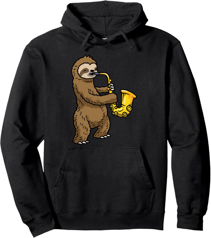 Saxophon Hoodie Faultier Jazz Musik Geschenk Saxophonist Pullover Hoodie