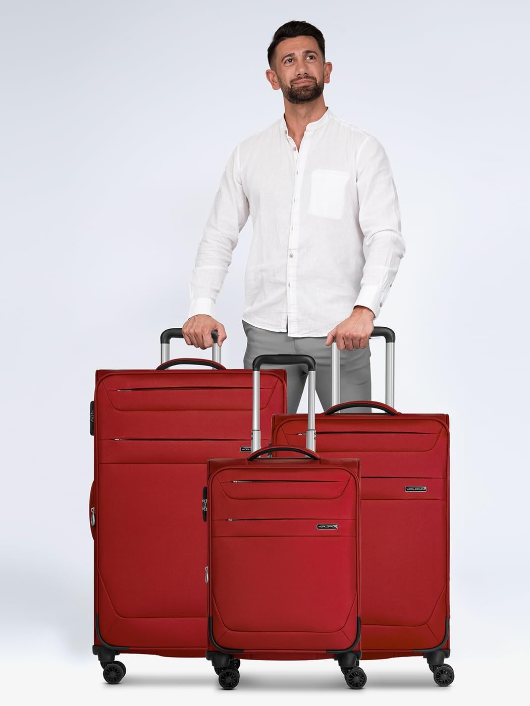 Weichgepäck Koffer-Set 3-teilig | Reise-Trolleys aus hochwertigem, robustem Polyester Material | für